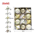 Set di 12 palline di Natale oro e bianco con forme diverse in una confezione regalo - Oro