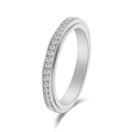 Minimalist silver rotating spinner ring for women with cubic zirconia inlay stones - US 5 / Silver