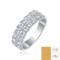 Anillo de doble fila de plata de ley S925 moissanita con certificado GRA incluido - US 5 / Plata (18 Moissanitas con Certificado GRA)