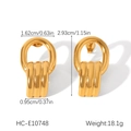 Gedetailleerde afmetingen voor gouden geometrische roestvrijstalen geschakelde oorbellen - 18K Vergulde Meerlaagse Geometrische Hoop Stijl (HC-E10748)