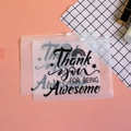 Set of two semi-transparent frosted eyelash storage bags with black Thank You text - Pattern 13-Thank You Awesome