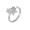 Vintage silver star ring with three graduated pentagrams and adjustable band - Triple Star-Silver