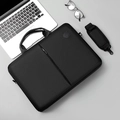 Zwarte laptop laptoptas van stof met afneembare schouderriem en strak ontwerp - Zwart