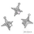 Silver star charm with iridescent gemstone and rhinestones for DIY jewelry 20x15mm - AB Color Star Silver Cream Stone