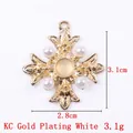 Vintage cross pendant with crystal and white pearls in a KC gold plated finish - 11779 Gold White
