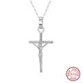 Gepolijste 925 sterling zilveren crucifix hanger ketting met realistische Jezus-details - 45cm / Zilver