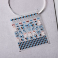 Stickers ongles 5D MN-203 avec des nœuds bleus et des motifs de lapins blancs - Style Preppy Britannique Lapin (MN-203)