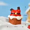 Miniature resin Santa stuck in chimney figurine, 4.3cm height Christmas micro landscape - No. 7 Santa Climbing Chimney