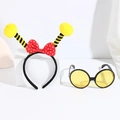Yellow bumblebee costume set with antennae headband and honeycomb lens glasses - Yellow Ball Bee Bowknot Headband + Yellow Glasses