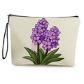 Pochette trucchi in tela con stampa floreale di lavanda e cinturino nero - 17*25cm (Con Fettuccia) / Stile Giacinto/Lavanda Viola (Stile 3)