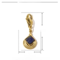 Detailed view of blue gemstone gold pendant with 22mm x 8mm dimensions indicated - Gold Square Blue Natural Stone