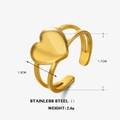 Anillo de corazón en acero inoxidable chapado en oro 18K con acabado mate y apertura - Anillo Abierto Corazón / Dorado