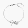 Choker con fiocco in acciaio al titanio argento e catena a serpente sottile - Bracciale / Color Acciaio