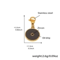 Roestvrijstalen bedel met zwart emaille design, goudkleurige finish en zirkoonsteen - Zwarte Ronde Emaille Hanger (D187-2)