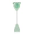 Dual-head silicone facial cleansing brush and mask applicator in light green finish - Bear + Fan-Shaped / Green