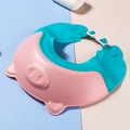 Adjustable pink and teal pig-shaped silicone baby shower cap with ear protection - Cute Pig Shape Pink