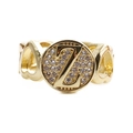 Golden watchband ring with letter Z disc and zircon-set heart hollow band design - Letter Z