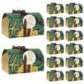 European emerald green candy box set with gold foliage patterns and brown ribbons - Dark Green