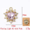 Baroque pink crystal heart pendant with white pearls and rhinestones for jewelry making - Light Pink (Light KC Gold Plated)