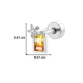 Silver stainless steel stud earring featuring a flower cup design with orange stones - Drink Cup Style (940-1#银) / Silver