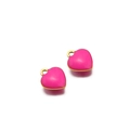 DIY heart pendant in vibrant rose pink enamel finish with golden metal base loop - Gold Base Rose Red Heart