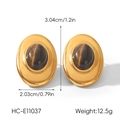 Dimensions and weight specifications for French vintage oval tiger eye stud earrings - Oval Tiger Eye Stud Earrings (HC-E11037) / Gold