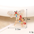Spilla libellula con strass colorati e base dorata in un design doppio insetto - D819 Libellula Colorata