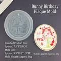 Moule en silicone détaillé motif lapin pour bricolage de gypse aromatique et fondant - Moule d'étiquette d'anniversaire de lapin