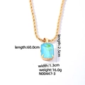 Collana a catena attorcigliata dorata con ciondolo rettangolare in zircone blu - Blu Mare Dorato