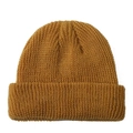 Classic ginger yellow knitted beanie hat with vintage ribbed texture for winter warmth - One Size / Turmeric
