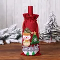 Christmas burlap wine bag with a 3D snowman applique and festive tree decoration - Red Snowman Style (H-JT243)