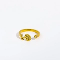 Golden zodiac flower ring with cubic zirconia in a minimalist open band design - Adjustable Open / November/Chrysanthemum