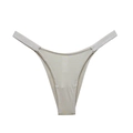 Intimo a vita bassa in seta di ghiaccio champagne con elastico a righe argento - S / Champagne