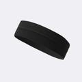 Elastic black seamless sports headband with moisture-wicking breathable knit texture - Standard / Black