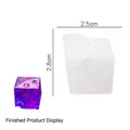 Translucent D20 dice silicone mold for resin with finished purple polyhedron sample - No.3 Small Dice