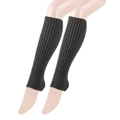 Dark grey knitted leg warmers with ribbed texture and open-heel design for yoga - Dark Gray
