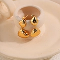Gold-plated titanium steel earrings featuring irregular teardrop shapes with 18k finish - Geometric Heart Drop