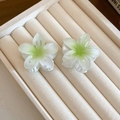 Primer plano de pequeñas pinzas para el cabello de girasol con degradado verde y blanco - 2# Pinza de Garra (Par) / Degradado Blanco-Verde (Par)