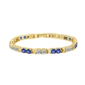 Elegant gold S925 silver bracelet with blue and white round-cut zircon stones - 4mm Blue-white Zirconium 14k Gold 16.5cm Approx. 12.49g