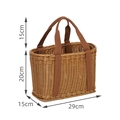 Brown woven picnic basket with canvas handles and dimensional product measurements - Small Canvas Handle Basket