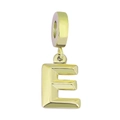 Minimalistischer goldener Titanstahl-Alphabet-Anhänger mit dem Buchstaben E und glattem Finish - Buchstabe E