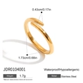 Wasserfester, vergoldeter Edelstahlring für Damen, offen und hypoallergen verarbeitet - Minimalistischer Linienring offen / Gold