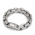 Bracciale a catena vintage martellato in argento con chiusura rettangolare robusta - Argento antico martellato vintage (KB164775-KJX)