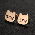 Cute cutout cat studs in rose gold finish with heart-shaped nose for women - Cat / Rose Gold