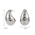 Silver teardrop earrings with clear zircon stones showing dimensions 2.67cm by 1.59cm - Silver White Zirconia (F803)