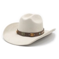 Klassieke beige suède cowboyhoed met vintage turquoise en lederen decoratieve band - M (56-57cm) / Beige