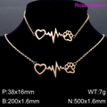 Conjunto de joyas en oro rosa con diseño de corazón y huella, collar y pulsera - Pulsera / Oro Rosa (KS116711-K)