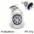 Silver Viking Vegvisir motorcycle guardian bell pendant in stainless steel finish - Vegvisir Compass Style (KP130946-MZOZ)