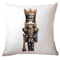 Christmas nutcracker soldier print pillowcase in black and gold luxury festive design - Black Uniform Nutcracker