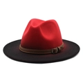 Klassischer Wollfilzhut mit breiter Krempe und stilvollem rot-schwarzem Farbverlauf - Rot + Schwarz